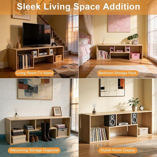 Lightdot TV Stand for TVs up to 55'', Modern Entertainment Center with Open Storage Large Capacity for Collection, Media TV Table Console for Living Room/Bedroom/Sofa Cabinet, Easy Assembly - Walnut