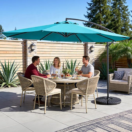 10FT Patio Umbrella, Cantilever Outdoor Umbrella with 360° Rotation & Tilt Adjustment, Offset Patio Umbrella with UV-Resistant Waterproof Canopy for Backyard, Pool, Garden