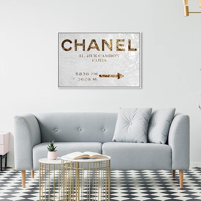 The Oliver Gal Artist Co. Contemporary 20 in x 30 in Paris Couture Luxury Framed Canvas Wall Art Bedroom Gold