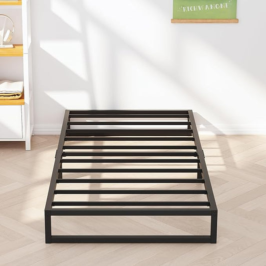 5 Inch Twin Bed Frames, Metal Platform Mattress Foundation with Steel Slat Support, No Box Spring Needed, Easy Assembly, Black