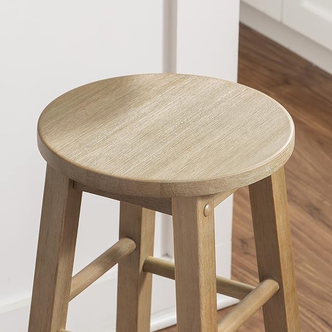 Zeke Grey Wash 24" Counter Stool with Round Seat by Linon