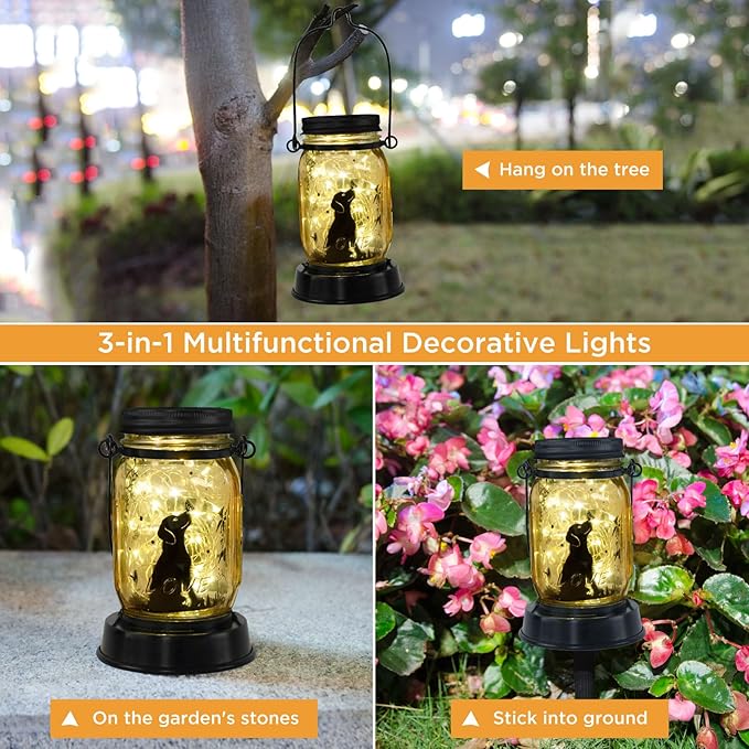 ShangTianFeng Dog Solar Lanterns Mother Day Gift Outdoor Garden Hanging Solar Lights Dog Lover Gifts for Women, Memorial Gifts Fairy Lights for Patio Yard Lawn Outside Decor Lamp