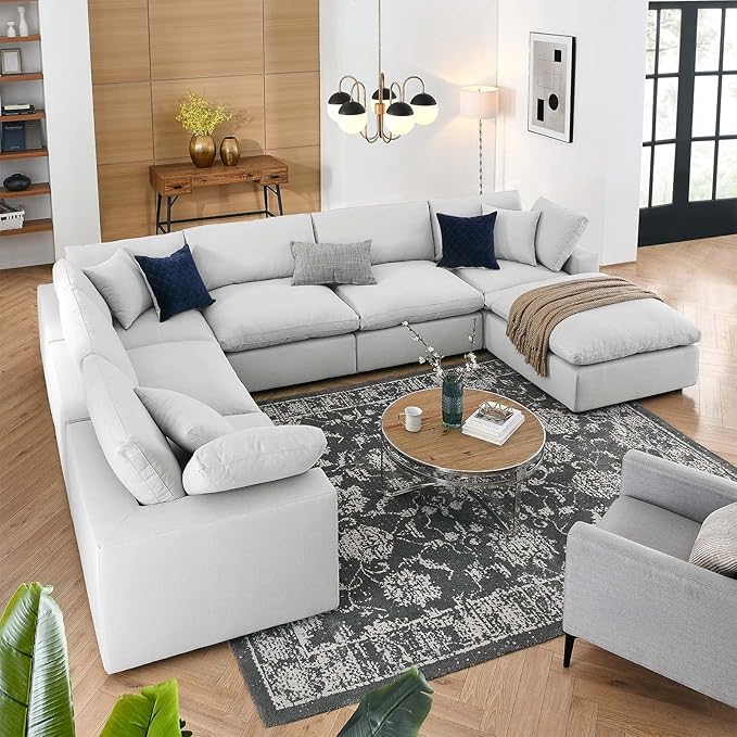 Modway Commix Down-Filled Overstuffed Upholstered 7-Piece Sectional Sofa