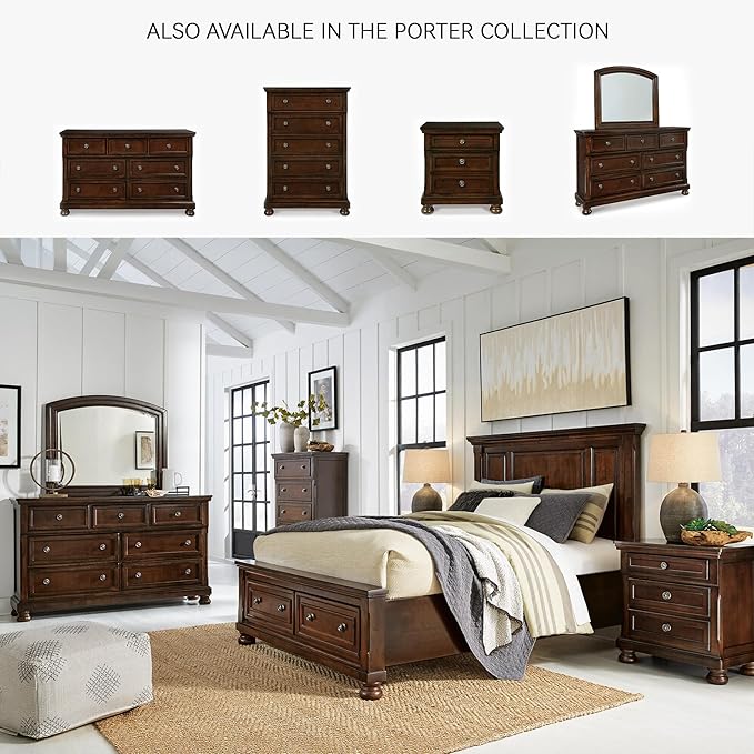 Signature Design by Ashley Porter Traditional 7 Drawer Dresser, Dark Brown