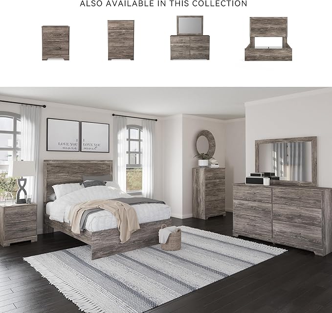 Signature Design by Ashley Ralinksi Vintage Full Panel Bed with Metal Slats, Foundation or Box Spring Needed, Gray