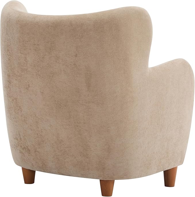 Christopher Knight Home Wingback Accent Chair, Fabric Club Chair, Upholstered Armchair, Curved Backrest Single Sofa, Soft Cushion Seating, Comft Lounge Chair for Living Room Reading Home Rest, Camel