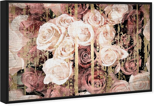 The Oliver Gal Artist Co. Floral and Botanical Framed Wall Art Canvas Prints 'Shabby Chic Romance' Florals