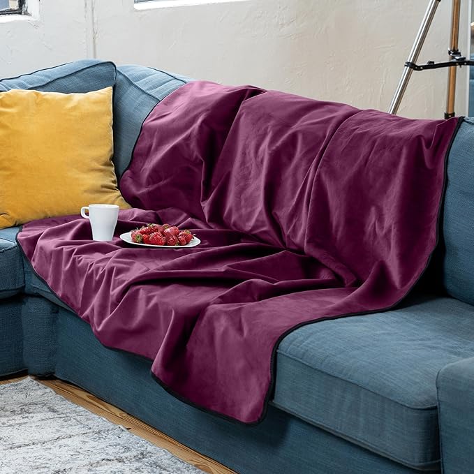 Avana Waterproof Throw - Sensual Blanket for Adults - Made in The USA - Regular Size, Micro-Velvet Purple