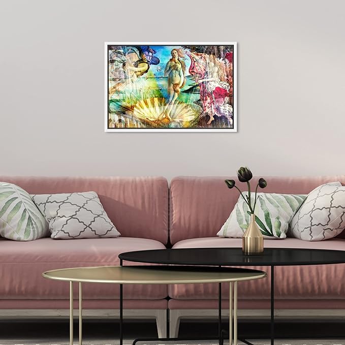 The Oliver Gal Artist Co. Spiritual and Religious Wall Art Framed Canvas Prints 'Birth of Venus - Botticelli' Zodiac
