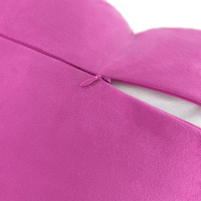 JWH Heart Flower Throw Pillow Covers Decorative Floral Shaped Accent Cushion Soft Pillowcase for Sofa Couch Living Room Bed Chair 14x16 Inches Hot Pink