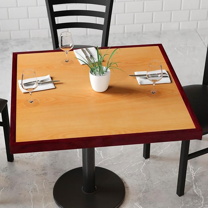Flash Furniture 36'' Square 2-Tone High-Gloss Cherry / Mahogany Resin Table Top with 2'' Thick Drop-Lip