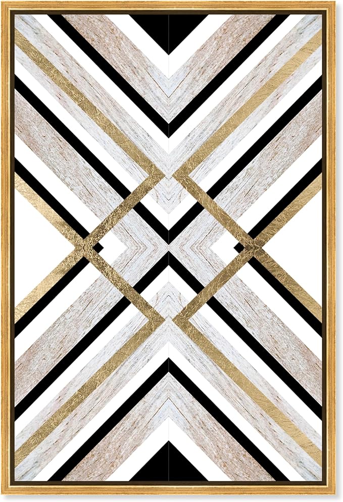 The Oliver Gal Artist Co. Abstract Framed Wall Art Canvas Prints 'Earthy Lux' Geometric Home Décor, 10" x 15", Brown, Gold