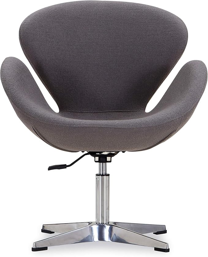 Manhattan Comfort Raspberry Adjustable Swivel Accent Chair with 360° Turn, Polished Chrome Base, Modern Retro Design, Versatile Seat Ideal for Any Room, Set of 2, Grey