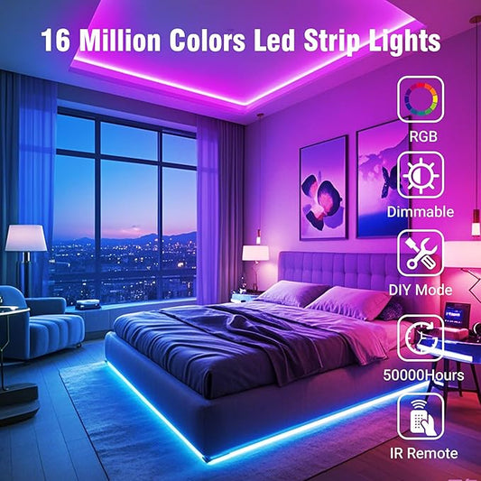 VOLIVO 300ft Led Strip Lights for Bedroom, Color Changing Led Light Strips Kit with 24 Keys IR Remote and Smart App Control, RGB Music Sync Lighting for Room, Home Decor