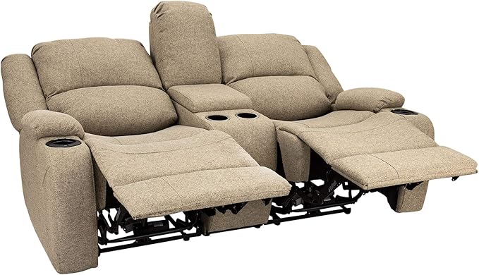 RecPro Charles Powered Double Recliner Sofa & Loveseat | Wall Hugger RV Furniture, Cloth (Oatmeal, 70")