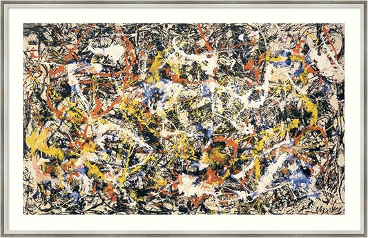 Amanti Art Framed Wall Art Print 27x41 Convergence by Jackson Pollock, Abstract Wall Art, Museum Masters Classics Decor, Large Poster Painting Artwork for Living Room, Bedroom, Bathroom, Kitchen