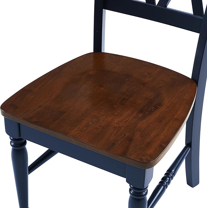 Crosley Furniture Shelby Traditional Wood X-Back Dining Room Chairs Set of 2, Kitchen Chair, Navy