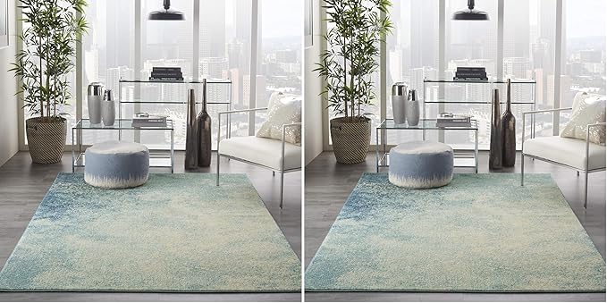 Nourison Passion Navy/Light Blue 1'10'' x 2'10'' Area-Rug, Modern, Abstract, Easy-Cleaning, Non Shedding, Bed Room, Living Room, Dining Room, Kitchen, (2' x 3') (Pack of 2)