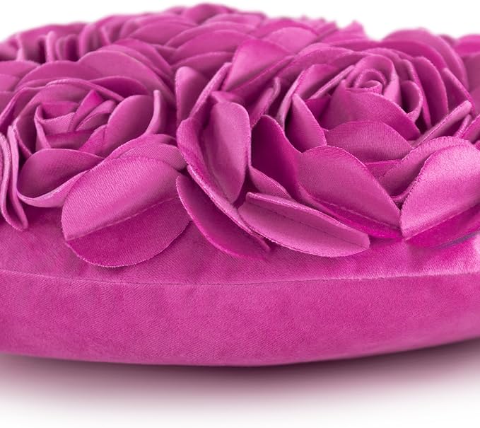 JWH Heart Flower Throw Pillow Covers Decorative Floral Shaped Accent Cushion Soft Pillowcase for Sofa Couch Living Room Bed Chair 14x16 Inches Hot Pink