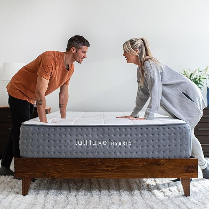 Lull Luxe Hybrid California 13 Inch King Mattress – 6 Layer Memory Foam Mattress in a Box – Cooling Gel Foam Bed Mattress with Breathable Cover with Individually Wrapped Springs – 365-Night Trial