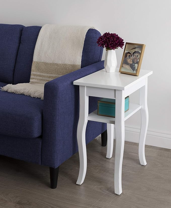 Kate and Laurel Lillian Transitional Wood Side Table, 18 x 12 x 24, White, Chic Traditional Accent Table for Storage and Display