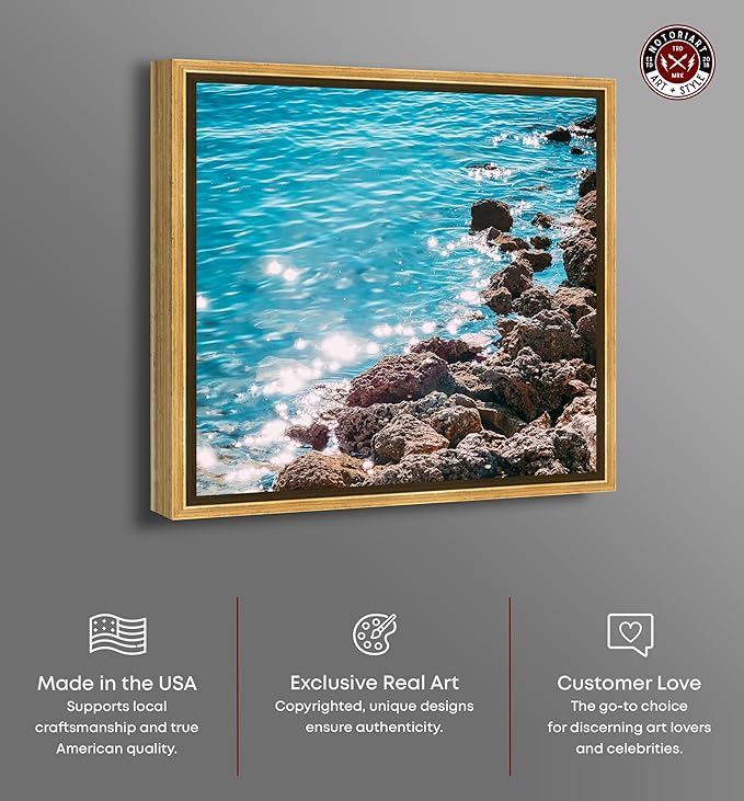 Italian Summer Landscape Photography Canvas Wall Art by Notoriart, Gold Floater Frame, 30"x30"