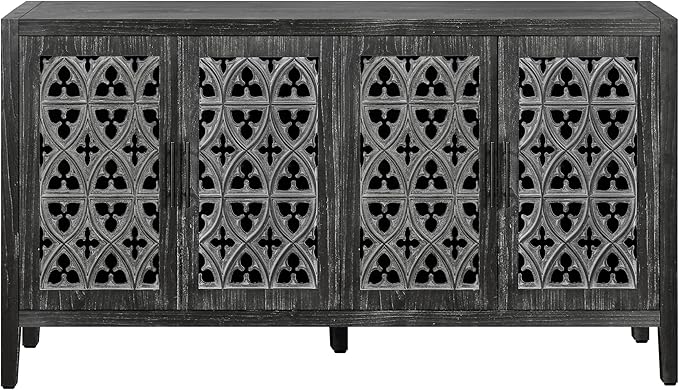 Accent Sideboard with Adjustable Shelf,Cabinet W/Solid Wood Legs,American Country Style Console Credenza Buffet Table,for Kitchen Dining Room Entryway Hallway,Antique Black