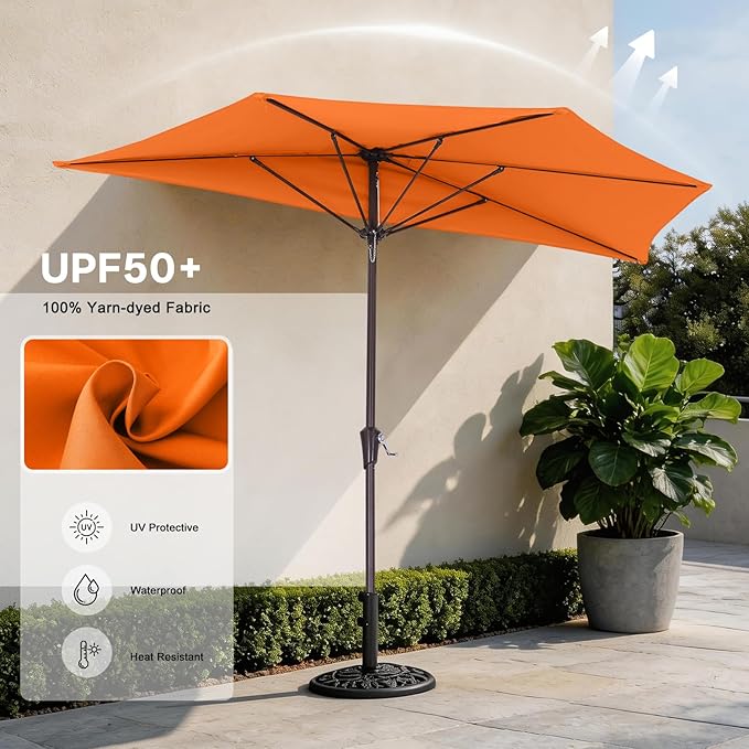 ABCCANOPY Patio Umbrella 9FT - Outdoor Half Umbrellas for Patio, Backyard, Garden, Deck (Orange)