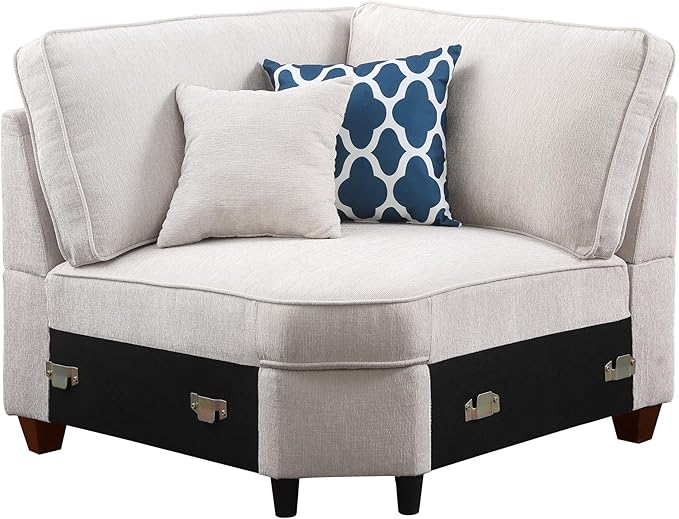 YOPTO 116" Convertible Sectional Couch with Movable Ottoman and 6 Throw Pillows,Chenille Upholstered Comfy Sofa 7 Seater,L-Shaped,Free Combination,Easy Assembly for Living Room,Apartment,Office,Beige