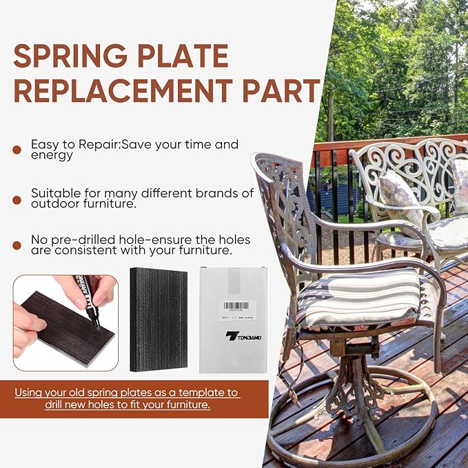 Tondiamo 10 Pcs Patio Chair Spring Plates Black Swivel Rocker Fiberglass Spring Plates Replacement Parts for Universal Outdoor Patio Furniture, 5 x 2. 5 x 0. 25 Inch(Black,4 Pieces)