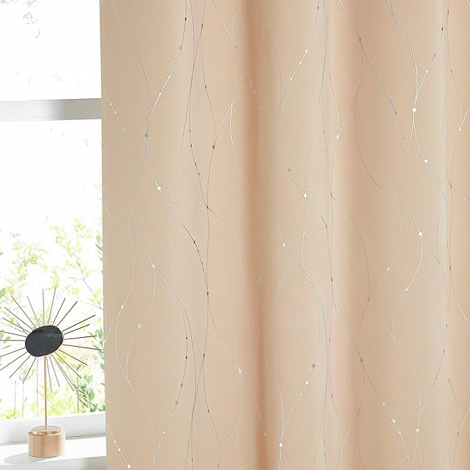 NICETOWN Bedroom Room Darkening Curtains - Triple Weave Microfiber Grommet Top Thermal Insulated Solid Room Darkening Panels/Drapes for Kid's Room (Biscotti Beige, 1 Pair, 52 inches by 95 Inch)