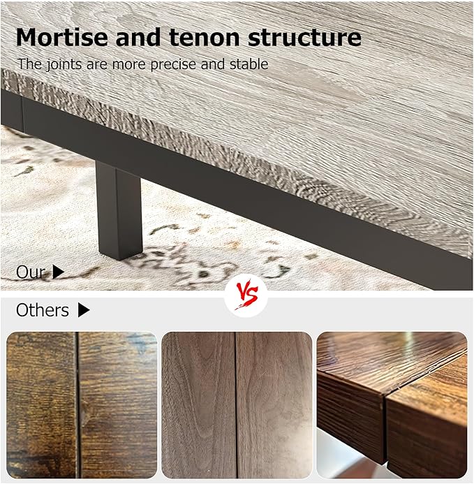 Garvee 70.9 in Dining Table for 6, Farmhouse Wooden Kitchen Tables for Family, Rectangular Industrial Style Dining Room Table with Sturdy Metal Frame, Long Desk for Restaurant, Kitchen, Office,Grey
