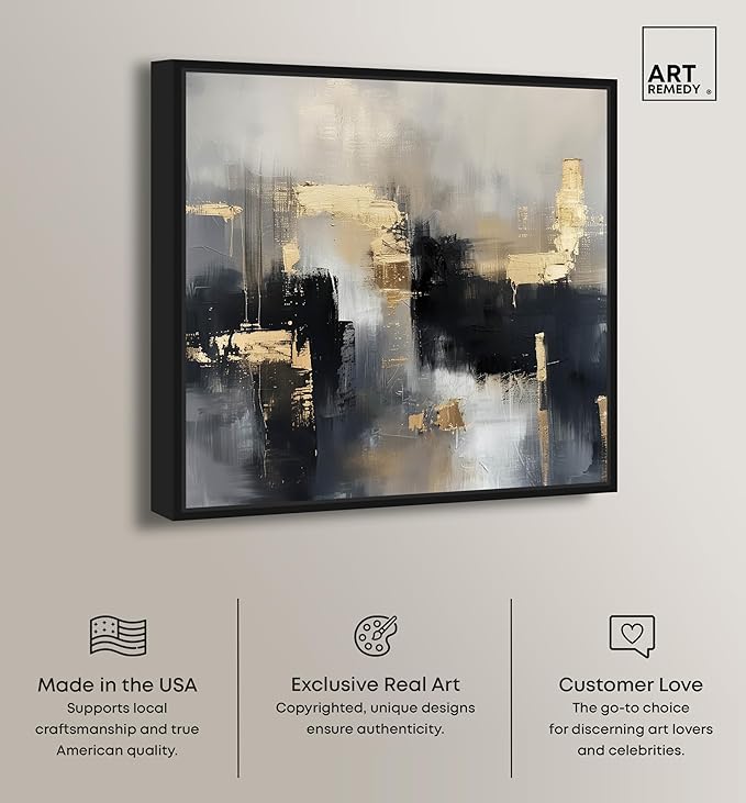Art Remedy Daring Canvas Colorful Abstract Wall Art, Black Frame, 24" x 24"