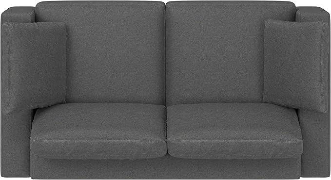SIMPLIHOME Charlie Sofa in 100% Recycled Polyester Tightly Woven Performance Fabric, Pebble Grey, 78-inches Wide, Handcrafted Contemporary Style Loveseat Sofa or Couch for Living Room