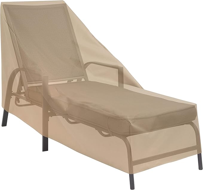 Modern Leisure Basics Patio Chaise Lounge Chair Cover - Weather-Resistant Fabric - Furniture Protection Perfect for Patio, Deck, and Porch - 76" L x 27" W x 30" H - Khaki - 1-Pack - 2017 Model