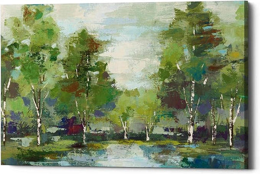 Epic Graffiti 'Forest At Dawn' by Silvia Vassileva, Canvas Wall Art, 12"x18"