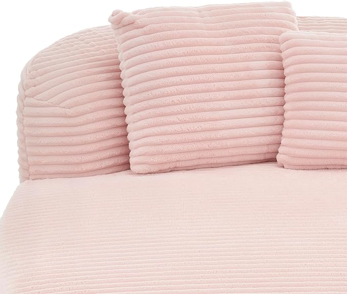 51.6-Inch Fluffy Corduroy Boneless Sleeper Daybed Oversized Single Recliner Foam Cloud Lounge Chaise,Floor Cloud Sofa Chaise W/2 Toss Pillows for Bedroom Living Room
