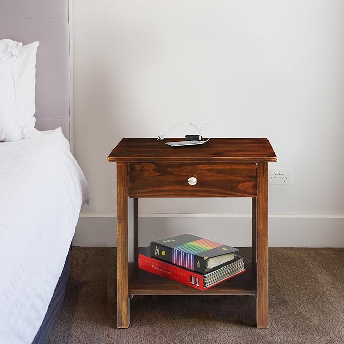 Vanderbilt Nightstand with USB Port-Warm Brown