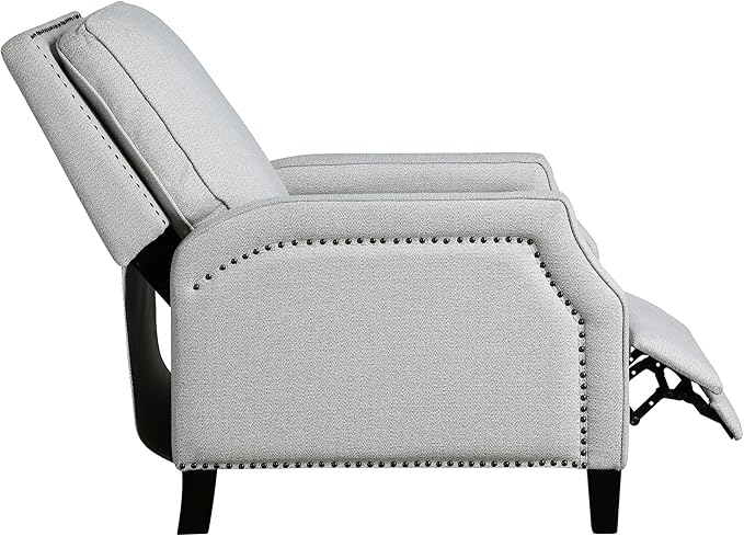Lexicon Push Back Recliner Chair, Reclining Sofa Armchair, Modern Recliner Sofa Chair with Footrest, Chenille Fabric Recliner Arm Chair, Single Sofa Accent Chair for Living Room/Office/Apartment, Grey
