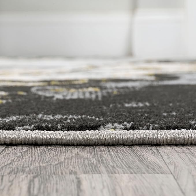 JONATHAN Y Swirl Marbled Black/Yellow Indoor Area Rug 8X10 ft, Abstract for Living Room, Bedroom, Kitchen, Office, Easy-Cleaning, High Traffic, Pet-Friendly, Non-Shedding SOR203D-8