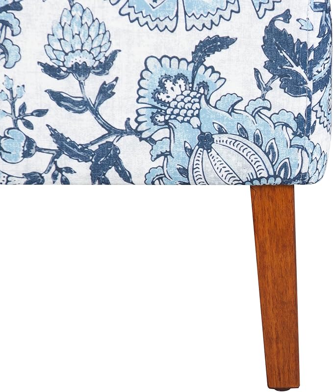 Linon Lily Blue and White Floral Paisley Upholstered Accent Chair
