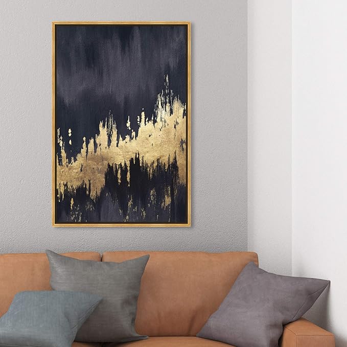 The Oliver Gal Artist Co. Modern 36 in x 24 in, Late Night Sky, Canvas Wall Art, Living Room, Black