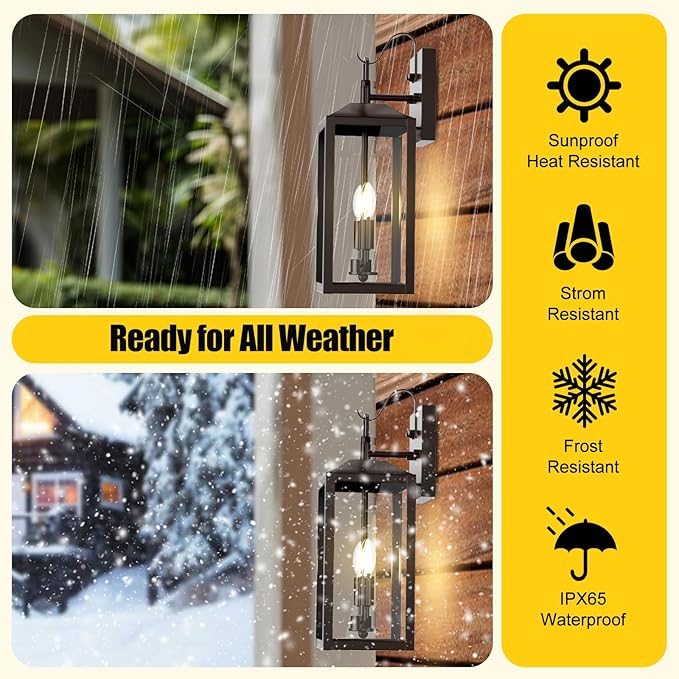18'' Large Outdoor Wall Lights, Exterior Waterproof Modern Wall Sconce Light Fixture, Industrial Front Porch Light with Clear Glass, Oil Rubbed Bronze Anti-Rust Outdoor Lights for House Garage Doorway