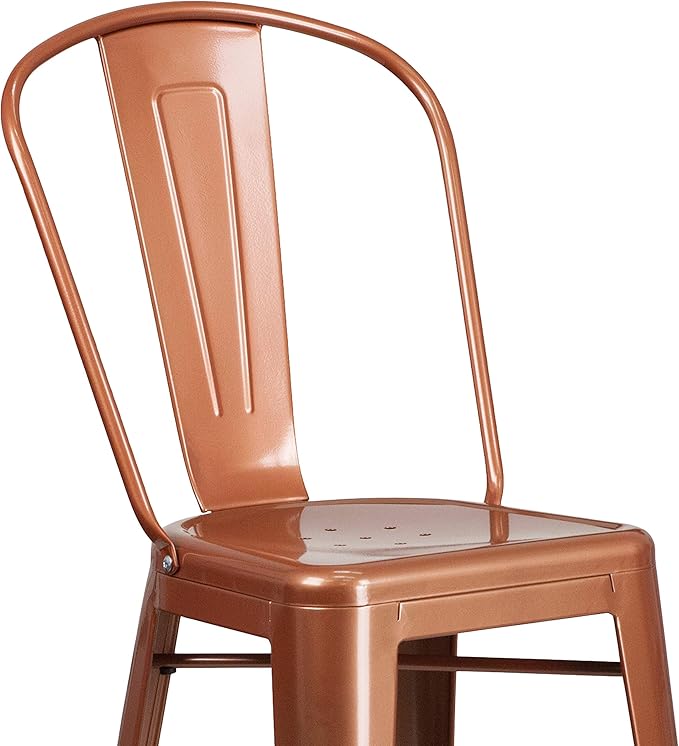 Flash Furniture Blake Commercial Grade 4 Pack 30" High Copper Metal Indoor-Outdoor Barstool with Back