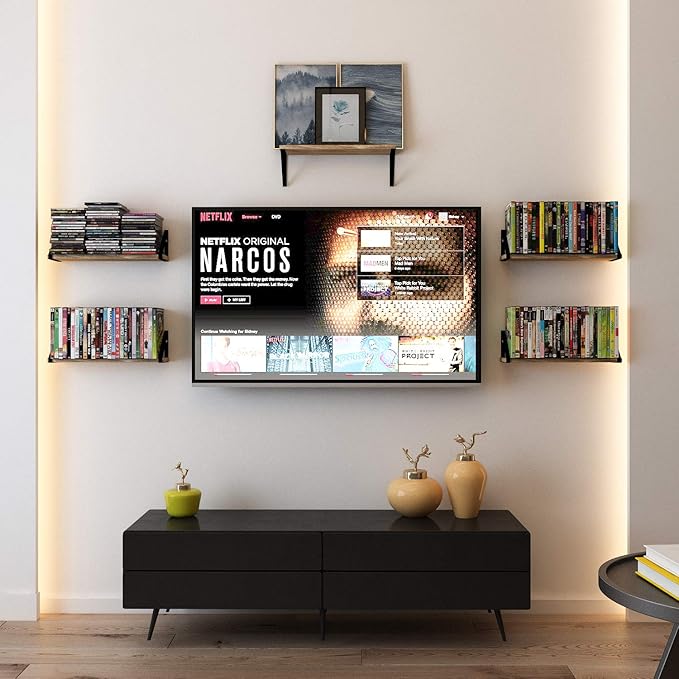 Wallniture Ponza 17'' x 4.5'' Floating Wall Shelf Bathroom, Small Wood Book Shelves for Wall Storage, Wall Mounted Shelf, Dining Room, Bedroom, Living Room, Office & Kitchen Organization, Burnt, 5pcs