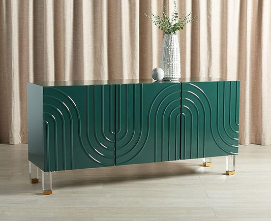 Safavieh Couture Home Saturn-Art Deco Moss Acrylic 3-door Sideboard