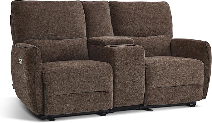 MCombo 75" Wall Hugger Power Loveseat Recliner Sofa with Console and Adjustable Headrest, RV Reclining Loveseat with USB Ports for Living Room 6926 (Brown, Loveseat with Console)