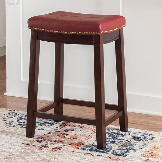 Linon Claridge Red Counter Stool, 26" x 18" x 12.75"
