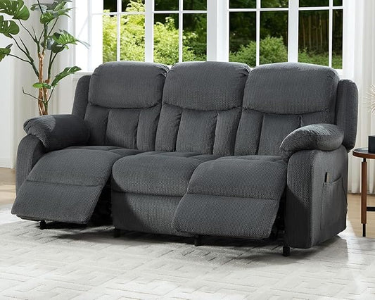 Jocisland Reclining Couch, Power Reclining Sofa with Dual Wingback, 3 Seater Recliner Sofa, Recliner Couches for Living Room(Dark Gray)