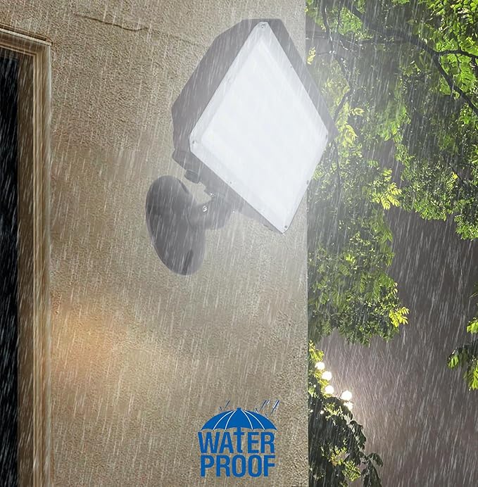 2Pack Dusk to Dawn Outdoor 150W LED Flood Light with Knuckle & Plate Mount, 3000K/4000K/5000K Color Selectable, ETL Commercial LED Security Lighting